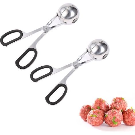 Pinza per polpette in 2 pezzi, formatrice per polpette, stampo antiaderente per polpette, cucchiaio per polpette in acciaio inox, formatrice per palline, facile da impugnare, 17 x 8 (1/5)