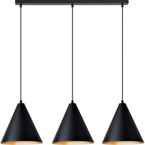 Sospensione Nordica Ninhursag 3 Luci In Acciaio Nero E Oro (1/5)