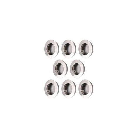 Lot de 8 poignées rondes à ouverture encastrée, poignée de porte à ouverture dissimulée en acier inoxydable, poignées de porte coulissante de grange, poignées de placard de cuisine invisibles (1/5)