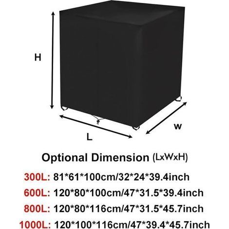 Wassertankplane, Plane für 1000-Liter-IBC-Container, UV-beständige IBC-Containerabdeckung, Schutzhülle mit Reißverschluss, 120 x 100 x 116 cm (1/5)