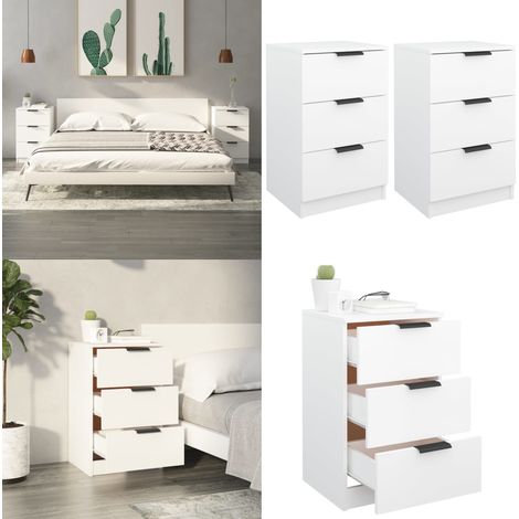 Tables de chevet 2 pcs Blanc 40x36x65 cm - Table De Chevet - Meuble De Chambre - Armoire De Chevet - Commode - Design Moderne - Home & Living (1/5)