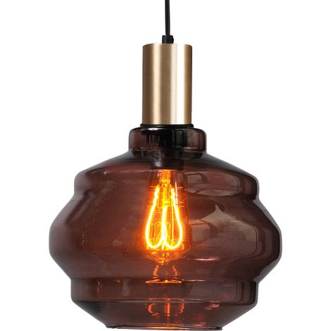 Lampe suspendue dorée Porto avec Boule en verre rouge - Ø 24cm - 2710-05-02-1