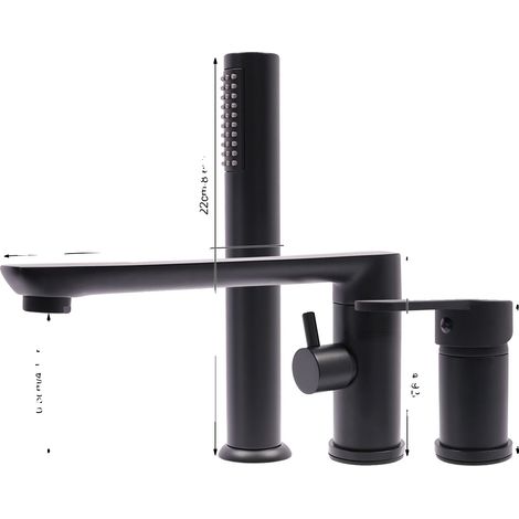Robinet Mélangeur de Bain, Design Moderne, Double Sortie d'Eau, noir (1/2)