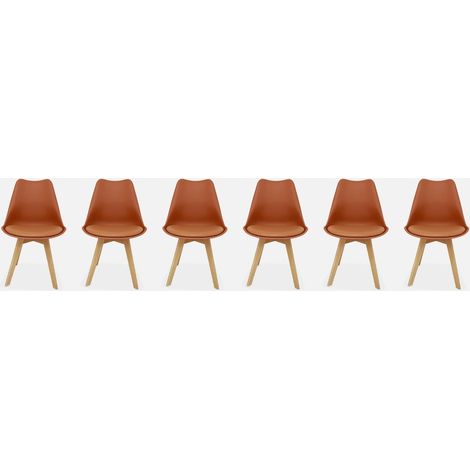 Silla escandinava con patas de madera de haya, set de 6 (1/5)