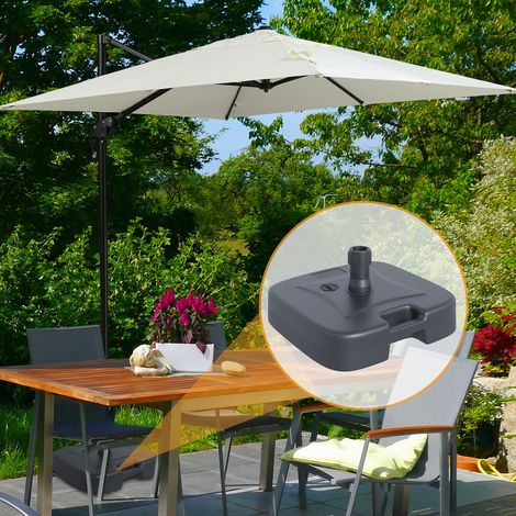 Pied de parasol, support de parasol, remplissable de sable ou d'eau, coins arrondis, plastique PEHD, noir, 46 x 45 x 26 cm, charge maximale 30 kg, poids net 1,6 kg (1/5)