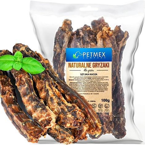 Golosina masticable natural para perros: cuellos de pato secos, Petmex 100 g