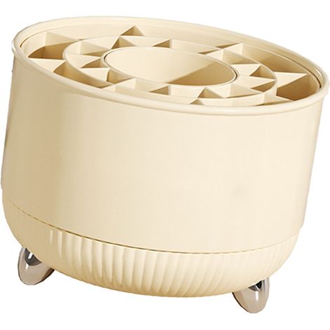 Organisateur à pinceaux maquillage 360° rotatif silencieux grand capacité boîte rangement 21 compartiments blanc crème plastique pour maison (1/5)