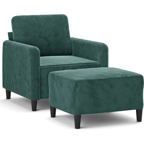 Maison Exclusive - Sessel mit Hocker Dunkelgrün 60 cm Samt