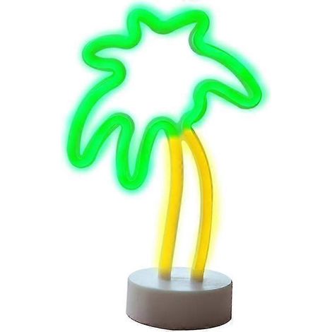 Veilleuse néon LED palmier avec socle (1/4)