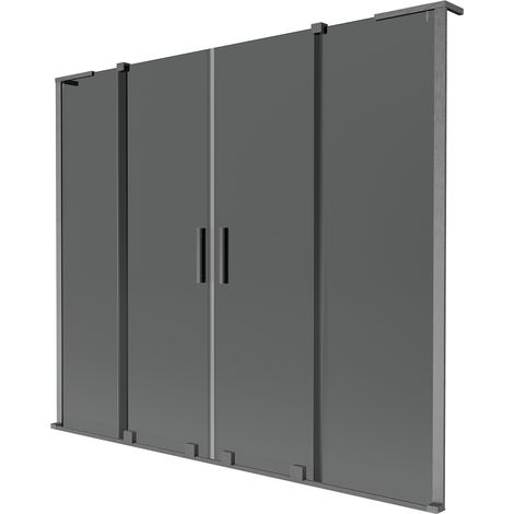 Mexen Velar L Duo Badewannenfaltwand 2-flügelig verschiebbar 180 x 150 cm, Graphit, gebürstet Gun Grey - 896-180-003-42-66 (1/2)