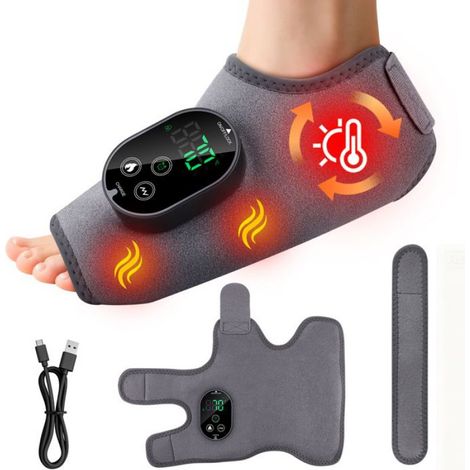 4 en 1 Massage Pied électrique,Thermo Masseur Pied Attelle Cheville avec 6 Niveaux de Chauffage 3 Modes de Vibration 3 Minuteries (1/4)