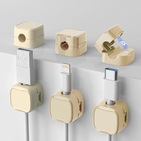 Organisateur de câbles magnétique, lot de 6 clips magnétiques, support de câbles auto-adhésif pour table de chevet