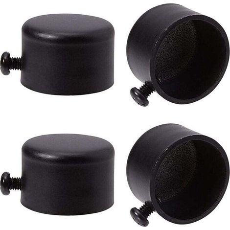 4 remates para barra de cortina, remates de metal negro con tornillos, remates cilíndricos de 28 mm, cabezales para accesorios de cortinas de oficina y hogar - Crezuo