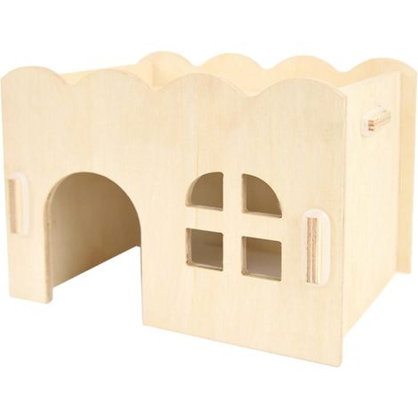 Plateforme de jeu en bois pour hamsters, jouet pour rongeurs, cachette naturelle (1/4)