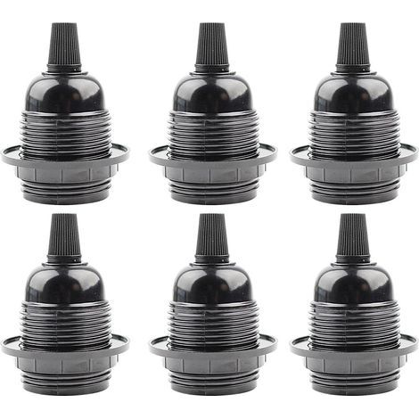 6pcs ille E27 Noir,ille E27 a Visser en Plastique,Abat-jour Bague Connecteur Adaptateur Base,Support de Lampe de Rechange,pour Lampe de Table,Lampadaire ou Plafonnier (1/5)