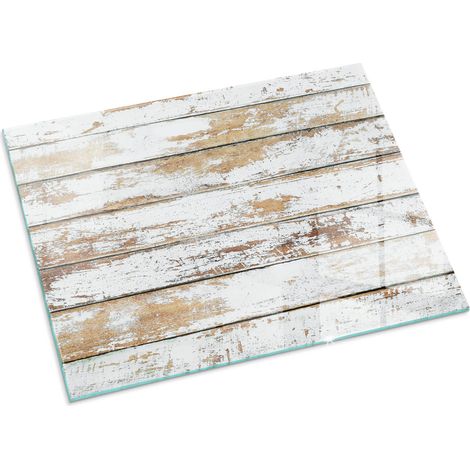 Plaque Rectangulaire décorative de protection avec impression graphique en verre trempé sous cheminée Planche de bois abîmée 80x60 cm (1/5)