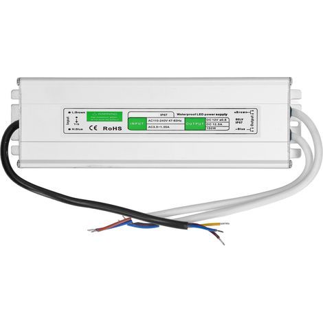Pilote LED, Adaptateur de Transformateur D'alimentation étanche IP67 150 W, Transformateur de Puissance LED pour Lumière LED, Projet Informatique, Lumière Extérieure (12V-150W) (1/5)