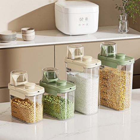 Boîte De Rangement Pour Céréales - Contenant Étanche En Plastique Alimentaire - Pour Riz Farine Grains Divers - 1500 ml Ou 2500 ml (1/3)