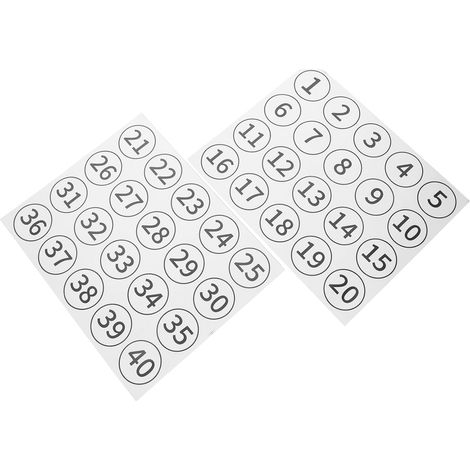 Pegatinas numeradas de PVC de 5 cm, paquete de 40 unidades, etiquetas autoadhesivas de fuerte adhesivo para organización, archivo y gestión de oficinas y escuelas. (1/5)