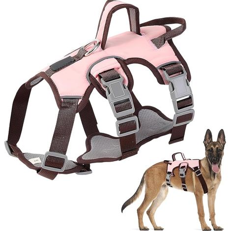 Dog Harness, Anti-Pull Harness for Medium and Large Dogs, Adjustable Harnai for Dogs, No Soft Pull Front Harnai for Medium Dogs, Large (Pink, M) (1/5)