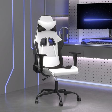 vidaXL Chaise de jeu de massage Blanc et noir Similicuir (1/5)