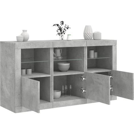 Sideboard mit LED-Leuchten Betongrau 123x37x67 cm