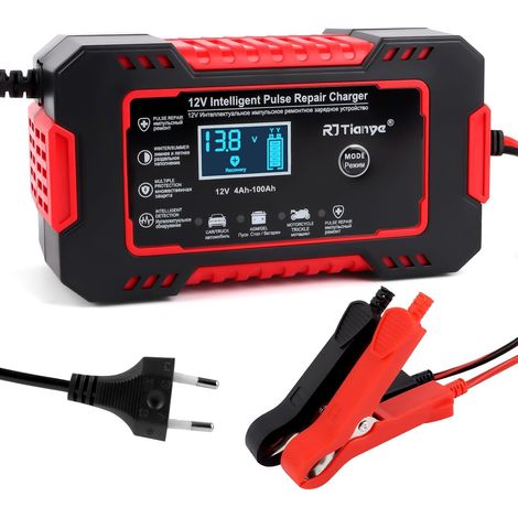 Chargeur Batterie Voiture 12V 6A Intelligent avec Compensation de Température et Mode de Réparation pour Camion, Moto, Tondeuse (1/5)