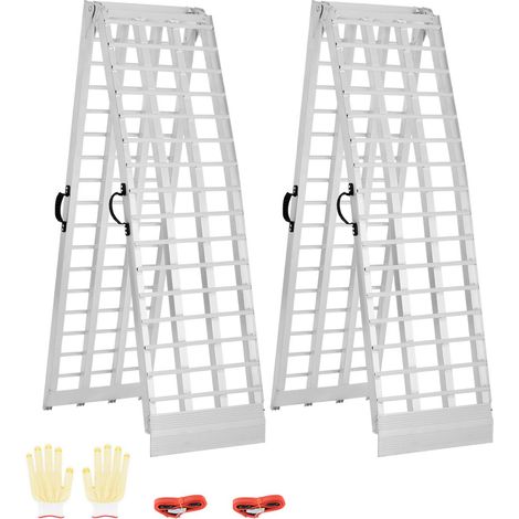 Rampe d'accès en aluminium, 2 pièces, rampe de chargement pliable, 907 kg, avec surface de rampe plus large, robuste, stable et universelle, avec poignées, pour VTT, UTV, moto, vélo électrique (1/5)