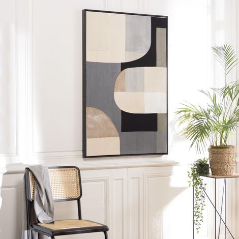 Macabane – Décoration murale abstraite 83x123cm – Cadre noir en polyrésine – Design moderne pour intérieur élégant – Article en polyester et MDF (1/5)