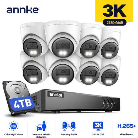 ANNKE Système de caméras de surveillance 5MP avec audio bidirectionnel, vision nocturne couleur, détection de personnes/véhicules, IP67, pour usage intérieur/extérieur, 4 To (1/5)