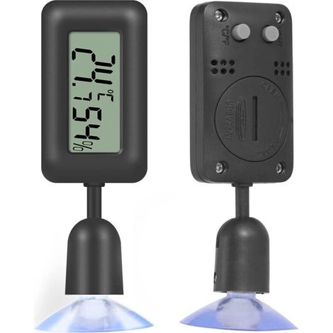 Digitales LCD-Hygrometer mit Thermometer und Hintergrundbeleuchtung für Terrarien, Gewächshäuser und Reptilienbrutkästen (schwarz) (1/4)