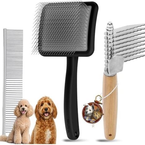 Irovami Brosse démêlante chien – Picots extra-longs, poils morts – Idéal pour Goldendoodle, toilettage profond (1/5)