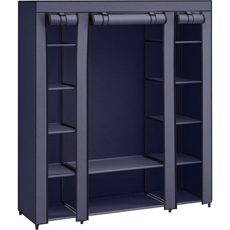 Armoire de rangement xxl penderie dressing en tissu non-tissé 175 x 150 x 45 cm bleu (1/5)