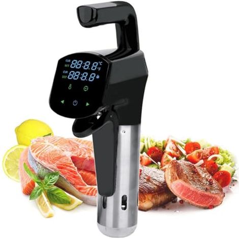Cuiseur de précision sous vide, 1800 W, bain d'eau WiFi avec écran LCD, marmite intelligente pour steaks, poulet, poisson, légumes, contrôle précis de la température de 25 °C à 95 °C (1/5)
