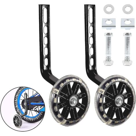 Roues stabilisatrices de vélo, 1 paire de roues stabilisatrices noires pour enfants, garçons et filles. (1/5)