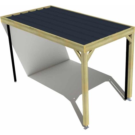 Carport bois • 2m x 4m • adossée • sens largeur • livraison comprise (1/3)