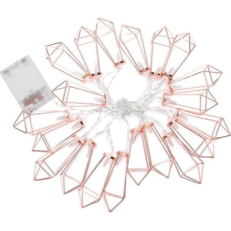 Guirlande lumineuse à 20led en forme géométrique, or Rose, pour intérieur, fête de mariage, chambre à coucher, noël (1/5)