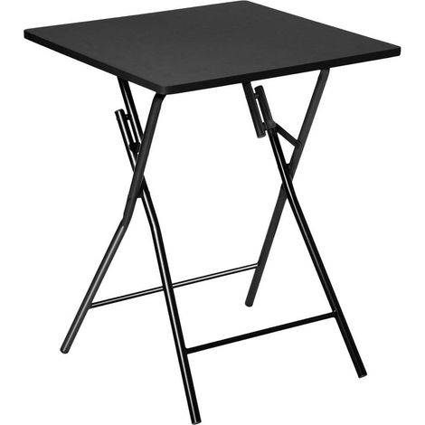 Table pliante carrée 5five pour 2 personnes – 60 x 60 cm – Noire – Structure en métal – Mobilier d'intérieur pour cuisine, studio, balcon et petits espaces (1/5)