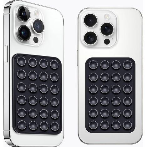 Lot de 2 Supports de téléphone à Ventouse en Silicone, adhésif en Silicone, antidérapant pour téléphone Portable, Support Solide pour Selfies et vidéos (Noir) (1/5)