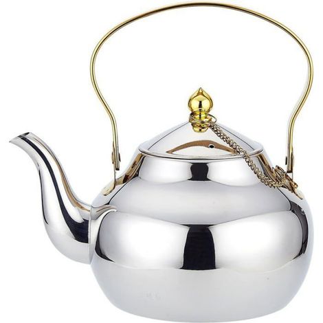 Théière en acier inoxydable - - 1,2 Litres - Infuseur intégré - Argent - Compatible cuisinière à gaz (1/5)