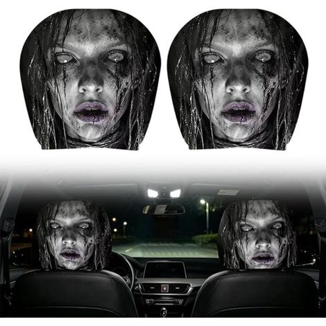Irovami Geister-Autokopfstützenbezüge 2er-Pack – Polyester, Halloween – Ideal für Zuhause, als Dekoration oder Geschenk (1/5)