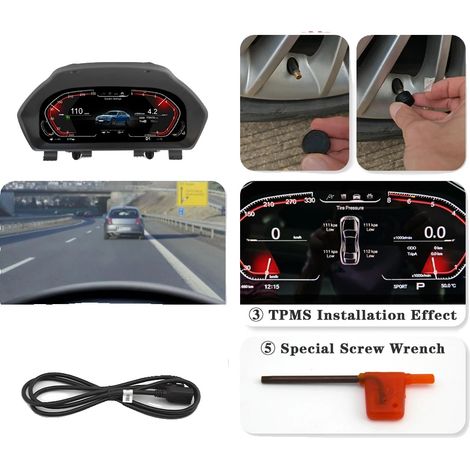 Cruscotto digitale, schermo ad alta risoluzione da 12,3 pollici, F30 con monitoraggio digitale della pressione degli pneumatici. (1/2)