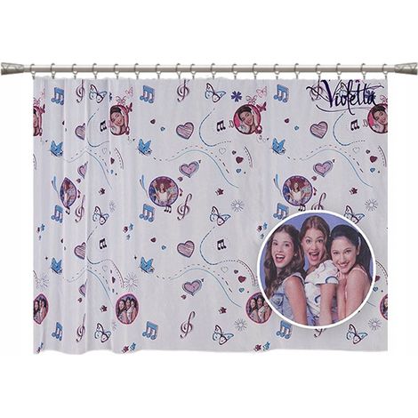Vorhang für Kinder und Jugendliche, Design Violetta, Disney-Noten, 235 x 150 mm, Klebeband