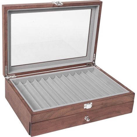 23 Grid Noyer Pen Storage Case Luxury 2 Layer Pen Display Organizer Transparent Window Fountain Box Pen-Collection (1/4)