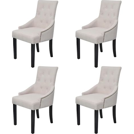 vidaXL Sillas de comedor 4 unidades tela gris crema (1/5)