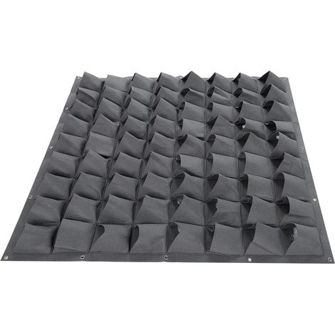 Jardinière murale verticale à 72 poches, grise, pour intérieur et extérieur. (1/5)