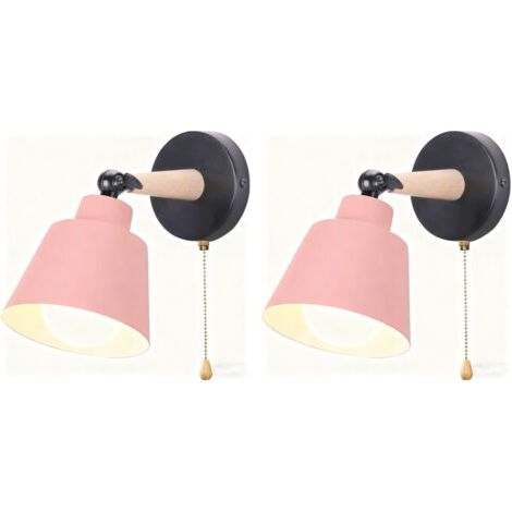 royaluxe- 2PCS Applique Murale Moderne Applique Murale Rétro Minimaliste Lampe Murale D'Intérieur Nordique E27 Rose (1/5)