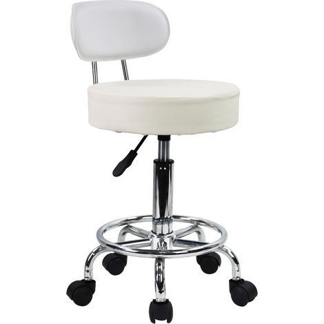 Tabouret de bureau pivotant réglable en hauteur – Conception ergonomique – Cuir synthétique facile à nettoyer – 5 roues à roulement doux – Kktoner