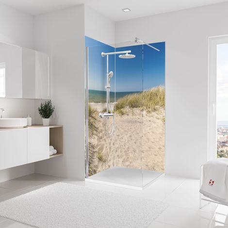 Schulte DecoDesign Duschrückwand Foto Neue Dünen, Wandverkleidung aus 3mm Aluminium-Verbundplatte als fugenfreier Fliesenersatz, Motiv: 8115, 2er-Set, Größe: 2 x 90 x 210 cm
