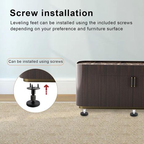 CCYKXA Adjustable Furniture Legs 27-64mm, 4 Pieces Adjustable Furniture Legs with Non-Slip Pad Metal Furniture Legs, 2 Installation Methods, for Tables Cabinets and Desks (1/4)